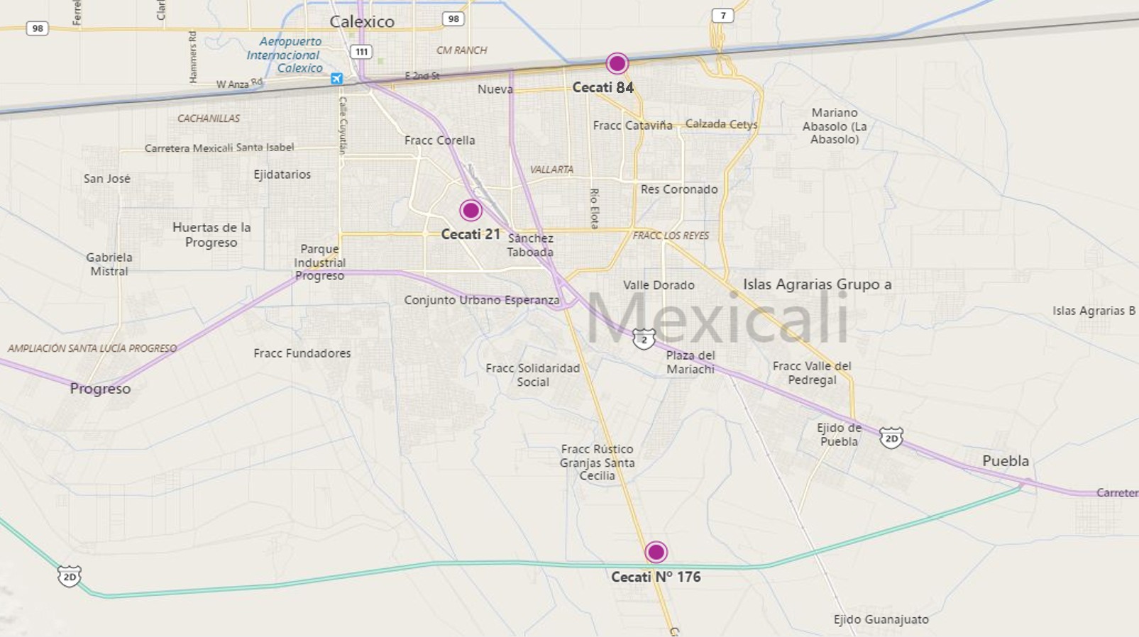 mapa CECATI MEXICALI